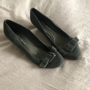 Antonio Melani Gray Suede Kitten Heel Wedges